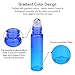 Essential Oil Roller Bottles 10ml (Gradient Blue Glass, 12pack, 3 Extra Stainless steel Roller Balls，24 Labels, Opener, 2 Funnels by PrettyCare) Roller Balls For Essential Oils, Roll on Bottles