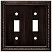 Brainerd 64409 Beaded Double Toggle Switch Wall Plate / Switch Plate / Cover, Venetian Bronze