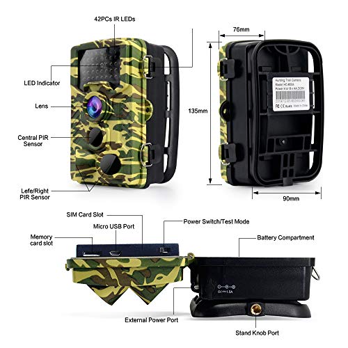 Asiwo Wildkamera, 16MP 1080P Outdoor Überwachungskamera mit Bewegungsmelder 120° Weitwinkel Nachtsicht 20m mit P65… – Bild 3