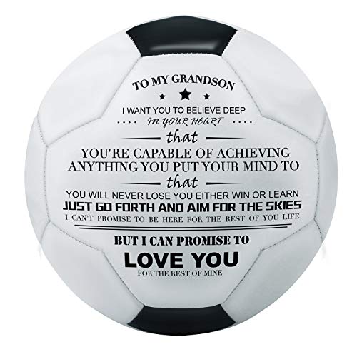 Kenon Printed Soccer Ball/Football Toy to Your Grandson - Anniversary Birthday Wedding Graduation Gifts - Perfect for Outdoor & Indoor Match or Game (for Grandson)