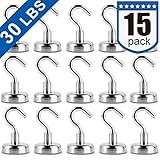 Heavy Duty Magnetic Hooks, Strong Neodymium Magnet Hook for Home, Kitchen, Workplace, Office and Garage, Pack of 15