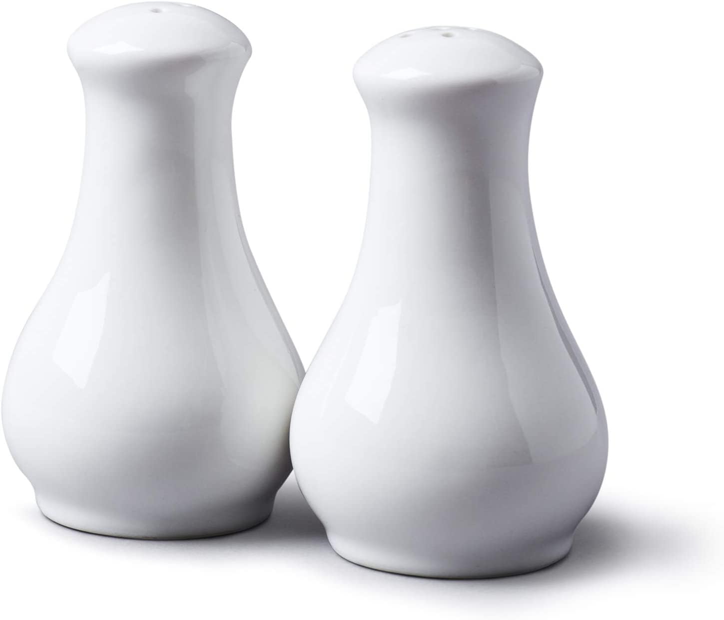 WM Bartleet & Sons - Traditional Porcelain Salt & Pepper Pot Shaker Cruet Set (13cm) - Pear Shape Body for Easy Use - Made from Premium Porcelain - Classic Smooth Finish