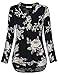 Youtalia Womens Dressy Casual Blouses Loose V Neck 3/4 Sleeve Tops Tunics,Multicolor Black,m