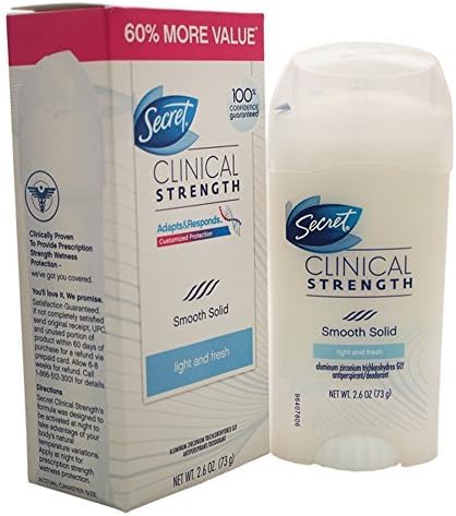 Secret Clinical Strength Smooth Solid Anti-Perspirant/Deodorant, Light and Fresh Scent 2.6 oz by Secret