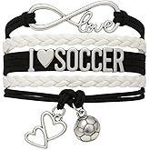 Infinity Collection Soccer Gifts, Soccer Bracelet, Soccer Jewelry, Adjustable Soccer Charm Bracelet- Soccer Gifts (Love)