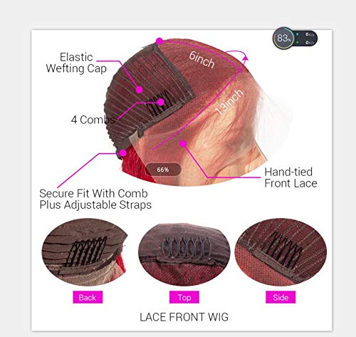MSCOCO Hair Brazilian Straight Hair Wigs with Baby Hair for Black Women Red Color 13x6 Lace Front Wigs Human Hair Pre Plucked 150% Density Colored Wigs for Black Women (24 inch) - Thumbnail 4