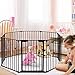 Costzon Baby Safety Gate, 181-Inch Extra Wide Fireplace Fence, Foldable Pet Gates with Add/Decrease Panels Directly, Wall-Mount Metal Gate for Pet & Child