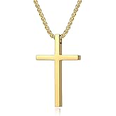 Aprila Cross Necklace for Men,Stainless Steel Black Silver Jesus Christ Crucifix Pendant Necklaces Jewelry，60cm Rolo Chain