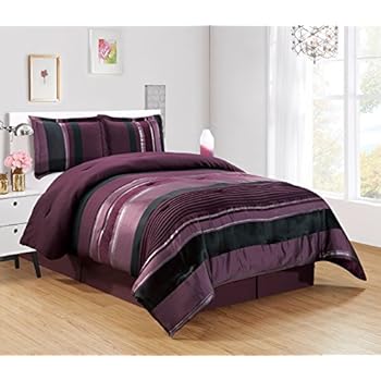 Amazon.com: 7 PC Modern PURPLE BLACK SILVER Chenille