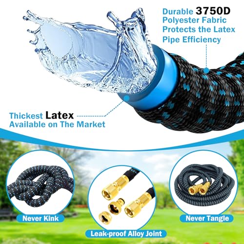 Tubo Estensibile da Giardino - Migliorato Ttubo Acqua Giardino Resistente, Canna dell'acqua con Pistola da Giardino, Non-perde Gomma per Innaffiare,30 Metri Tubo Irrigazione, Tubo Flessibile Giardino