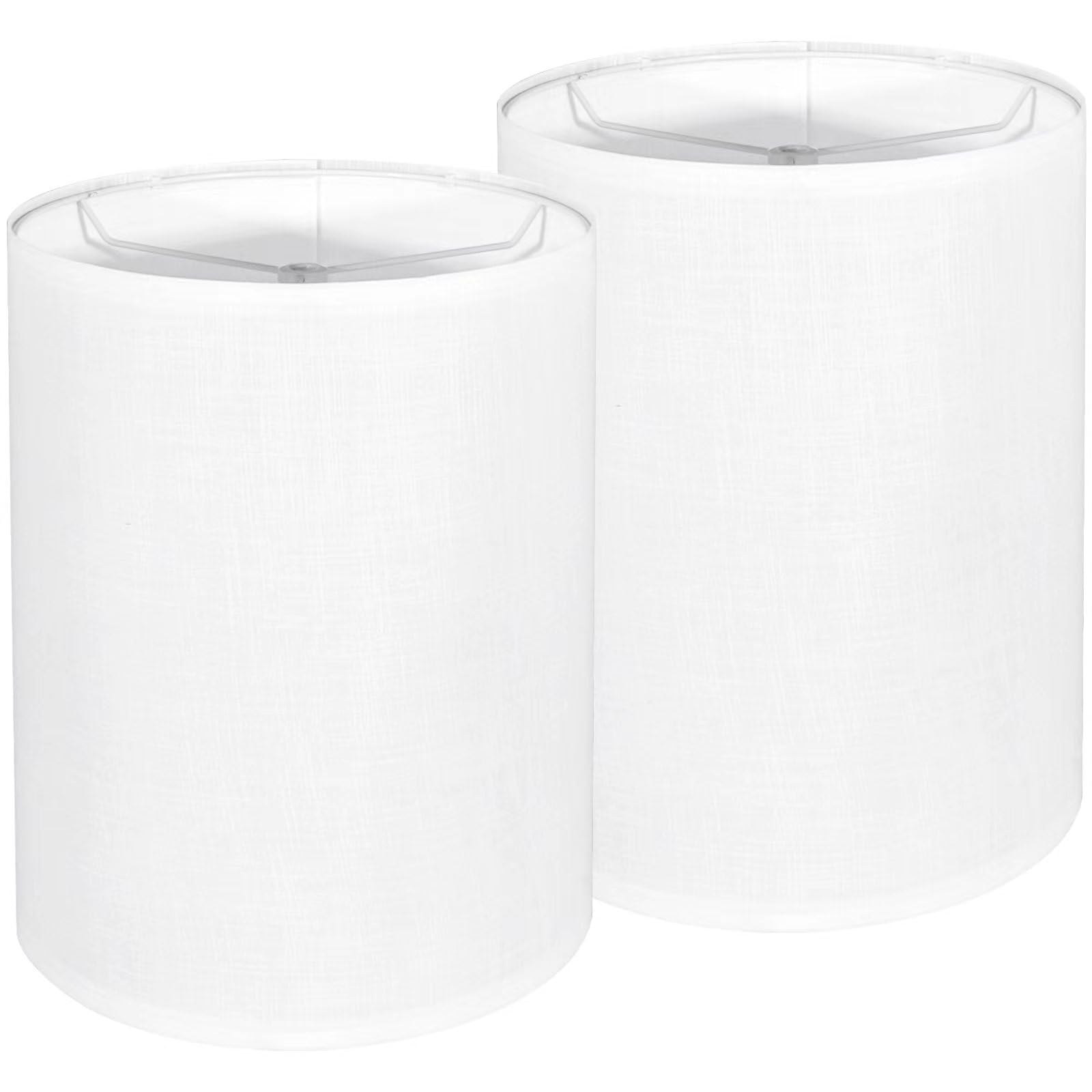 Photo 1 of Tall Lamp Shades Set of 2, 10" Top X 10" Bottom X 13" High Large Drum Lampshades for Table Lamps Floor Lamp, White Line Fabric Lamp Shades, Easy Assembly Replacement Lampshades