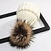 Winter Ball Warm Hat, Womens Super Soft Warm Faux Fur Pompom Knit Beanie Hat White 56-59cm