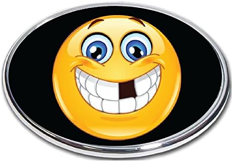 Missing Tooth Emoticons Trailer Hitch Cover - 2" Hitch Receiver - 3/8 Inch Thick High Grade Aluminum - Size Measures 4" X 6"