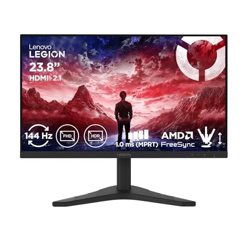 Lenovo Legion R24s | 24" Full HD Gaming Monitor | 1920x1080 | 16:9 | 144Hz | 1ms Reaktionszeit | HDMI | DisplayPort | IPS-Panel | Standfuß | Entspiegelt | TÜV Augenschutz | schwarz | 3.5. kg