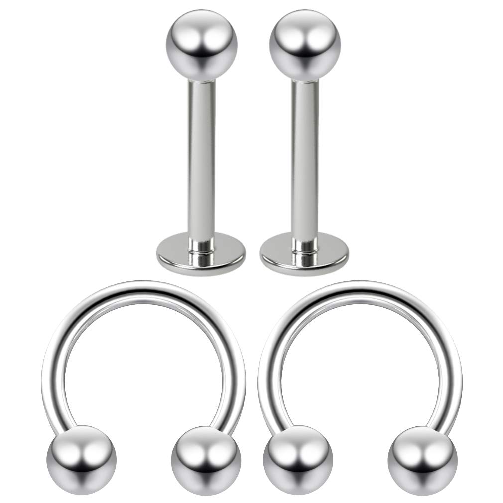 1.2mm 16g 8mm Cartilage Piercing Earrings 16 Gauge 8mm Earring Pierced Hoop for Ears Hypoallergenic Labret Bar Studs Piercing Jewellery Rings Surgical Steel