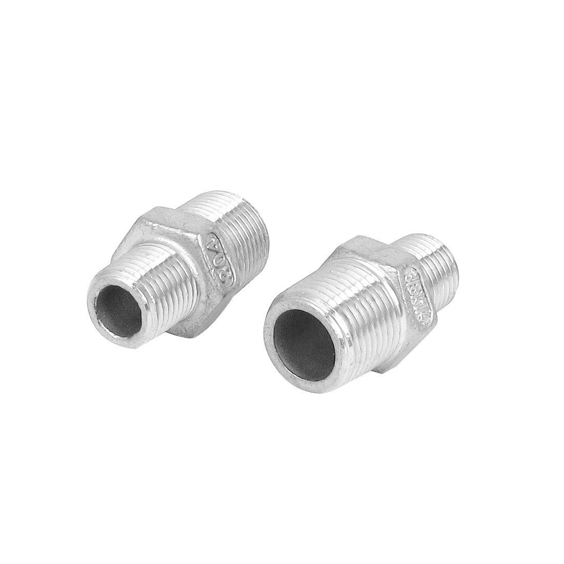 sourcingmap 3/8BSP to 1/4BSP Male Thread Hex Nipple Hose Pipe Fitting 2pcs