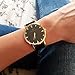 WRISTOLOGY Stella Womens Gold Black Boyfriend Watch Changeable Leather Strap Band