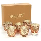 Hosley Set of 6 Antique Gold Speckled Metallic Glass LED Votive Tealight Candle Holder 2.75 Inches Ideal for Bridal Weddings Parties Special Events Spa Aromatherapy Mini Flower Pots O3