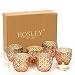 Hosley Set of 6 - Antique Gold Speckled Metallic Glass LED Votive/Tea Light Candle Holder 2.75". Ideal for Bridal, Weddings, Parties, Special Events, Spa, Aromatherapy Mini Flower Pots O3