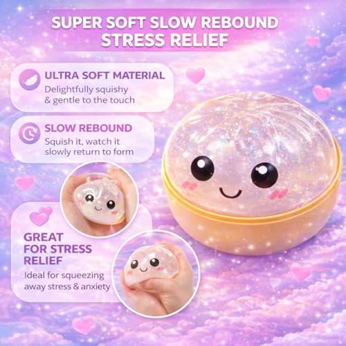SLEEPHEAD®12PCS Glitter Dumpling Squishy, Mini Real Bun Dumplings Stress Relief Set Pack Box, Crazy Fun Balls Toys Fidget Cute Sensory for Anxiety Relief Toy Hand Relax, Birthday Gifts