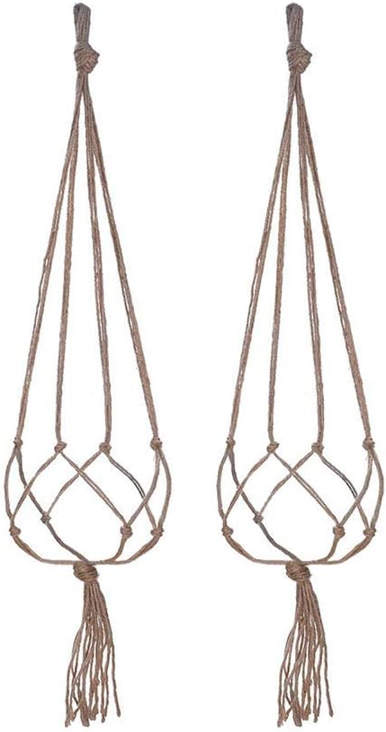LANGUGU Set of 2 Macrame Plant Hanger Wall Hanging Planter Basket for Indoor Outdoor Flower Pot Plant Holder Wall Art Vintage-Inspired Home Decor, Jute Rope, 4 Legs (36 inch)