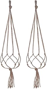 LANGUGU Set of 2 Macrame Plant Hanger Wall Hanging Planter Basket for Indoor Outdoor Flower Pot Plant Holder Wall Art Vintage-Inspired Home Decor, Jute Rope, 4 Legs (36 inch)