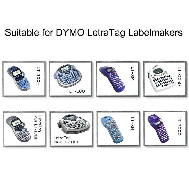 3 Etikettenband kompatibel für Dymo Letratag 91201 Plastic Label Tapes for LT-100H LT-100T LT-110T QX50, XR, XM,200B 2000 Plus Label Beschriftungsgerät Schwarz auf Weiß