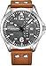 Stuhrling Original Mens Leather Watch - Black Aviation Watch Dial, Quick-Set Day-Date, Leather Band with Steel Rivets, 699 Men Watch Collection