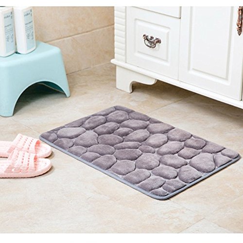 Memory Foam Cobblestone Shape Rug Non Slip Bath Shower Mat Door Mat Water Absorbent Pads, Pack of 2 (23.6" x15.7")