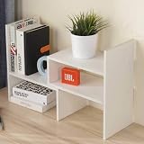 Hossejoy Wood Adjustable Bookshelf Bookcase White Expandable Desktop Storage view 4
