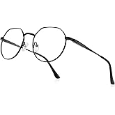 RB.Pilot Classic Round Polygon Reading Glasses for Men Women Light Blocking Computer Readers Spring Hinge Metal Frame