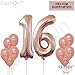 Rose Gold 16 Balloon Numbers - Large 40 Inch, Sweet 16 Birthday Decorations for Girls | Sixteen Birthday Balloons | 16 Number Balloons for 16th Birthday | Sweet 16 Balloons Rose Gold for Anniversary