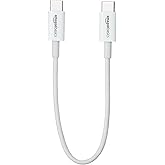 Amazon Basics USB Type-C to USB Type-C 2.0 Short Charger Cable - 6-Inch, White