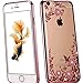 [Secret Garden] Miniko(TM) Beauty Luxury Butterfly Floral Flower Diamonds Shiny Plating Frame Plating Bumper Soft Flexible TPU Transparent Skin Case for iPhone 7 Plus Rhinestone Rose Gold Pink