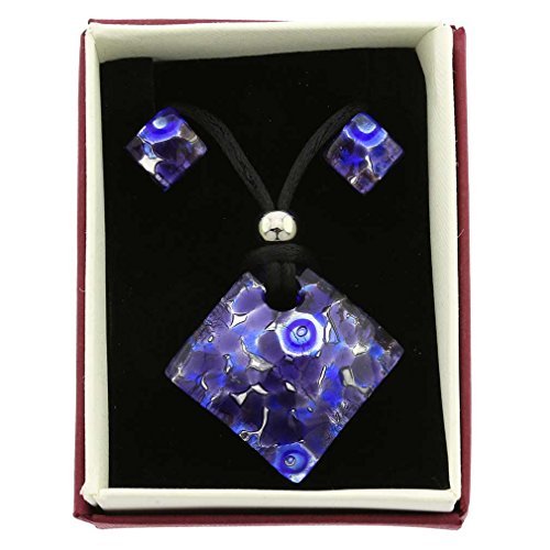 Glass Of Venice Murano Glass Venetian Reflections Necklace and Earrings Set - Periwinkle