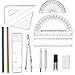 eBoot 13 Pieces Geometry Set Rulers Compass with Protractor Math Tools Set for Students