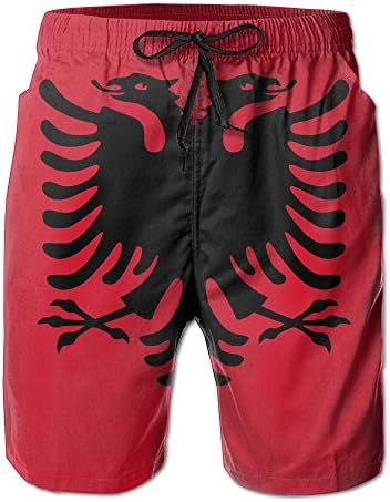 Leisue Europe Albanian Flag Quick Dry Lace Boardshort Beach Shorts Pants Swim Trunks Team Man Swimsuit with Pockets