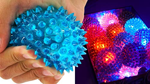 JA-RU Light Up Rubber Spike Balls (Pack of 4 with Flashing Lights) | Great Fidget Toy for Kids | Bulk Bouncing Sensory Balls | Plus 1 Bouncy Ball. #695-4p