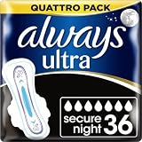 Always Ultra Secure Night Sanitary Pads with Wings 9x4 Pack of 4