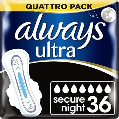 Always Ultra Secure Night Sanitary Pads with Wings 9x4 Pack of 4