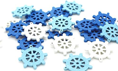 50 Pcs Mini Wooden Nautical Wheel Craft Home Wall Hanging Decor Pendant Scrapbooking Card Ornament DIY Embellishment Decoration Ideas