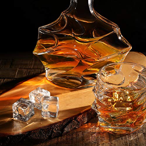5-tlg Whisky Set Karaffe 750 ml und 4 Whiskygläser 330 ml - zum Geburtstag und Vatertag - Geschenke für Männer - bleifreier Whiskey Dekanter und Tumbler - BPA-Frei – Bild 5