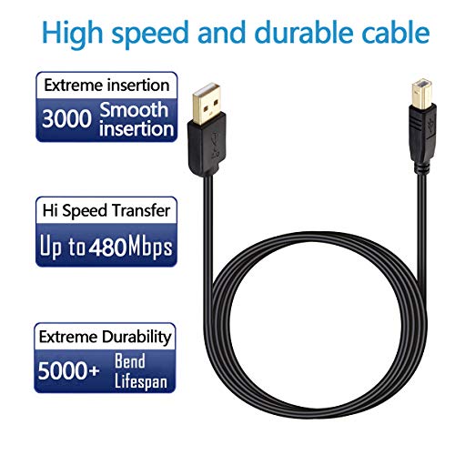 Printer Cable 25 ft, NC XQIN USB Printer Cable Cord Type AMale to B