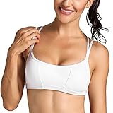 CRZ YOGA Women's Padded Cool-look Criss Cross Strappy Yoga Sports Bra White M