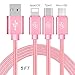 BargainPort Universal Pink Color 3in1 Stylish Design 5ft length Braided Round High Speed Data Transfer and Rapid Charge Cable to USB Dock Connector For Gionee Gpad G1