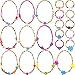 Bememo 10 Pieces Colorful Wooden Jewelry Collections Party Favor Princess Necklace Bracelet Set (Style 1)