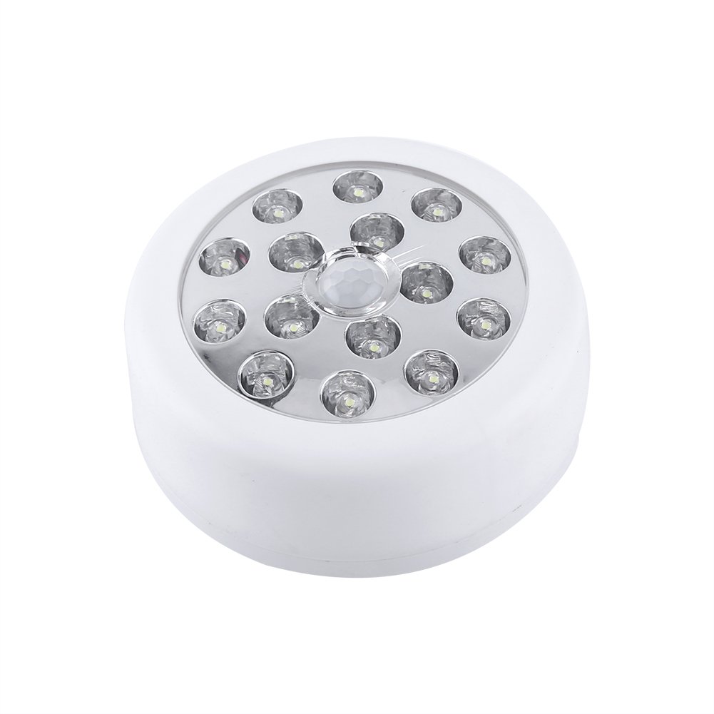 Motion Sensor Light, 15 Led Wall Mounted Wireless Auto Pir Sensitive Motion Infrared Sensor Light Lamp Black Motion Activated Led Night Light for Closet Hallway Stairway Garage Basement (White)