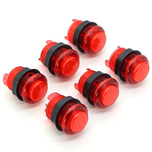 Reyann 6 Pcs/lot 5v LED Illuminated Arcade Push Button with Build-in Microswitch 28mm*33mm Red