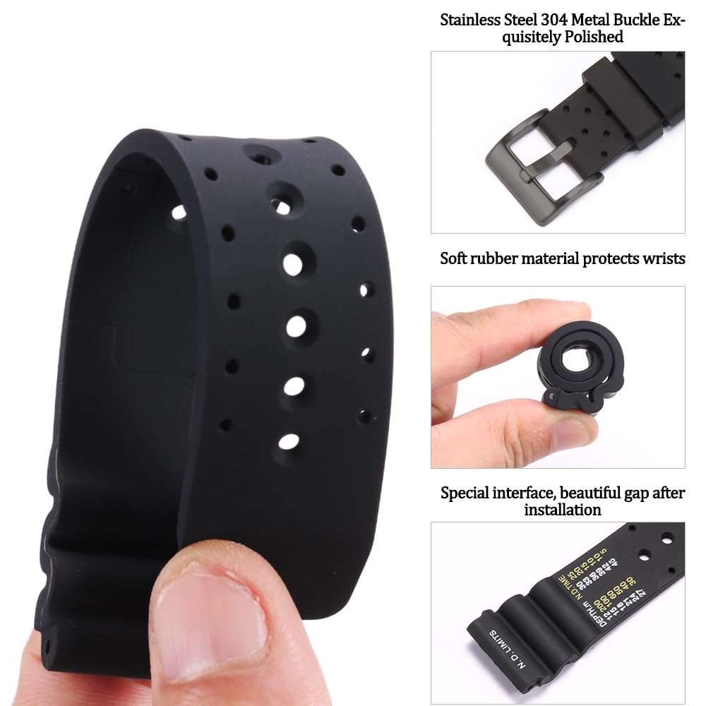 22mm Silicone Watch Band Compatible with Citizen smart gen2 diver DAL1BP Men's Sport Waterproof Dive Strap Bracelet Watch Accessories