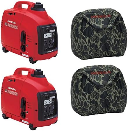 Honda Power Equipment (2) EU1000i 1000W Gas Generators, (2) Camo Storage Covers